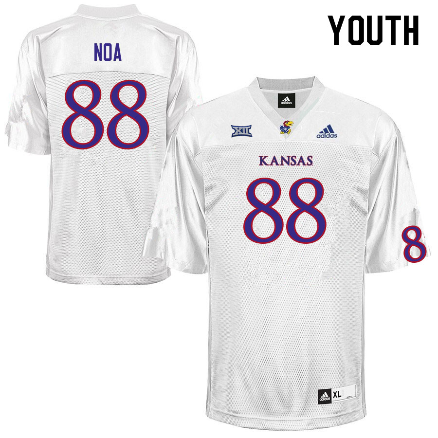 Youth #88 Tevita Noa Kansas Jayhawks College Football Jerseys Sale-White - Click Image to Close